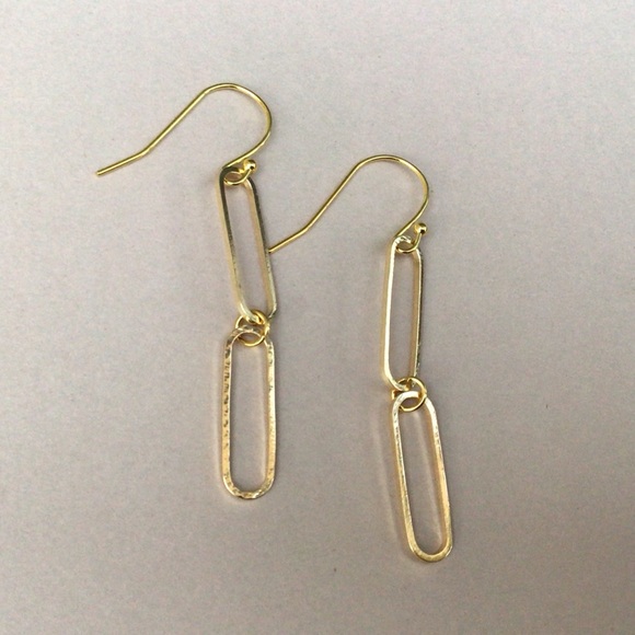 New Double Link Cable Gold Earrings - Picture 5 of 6